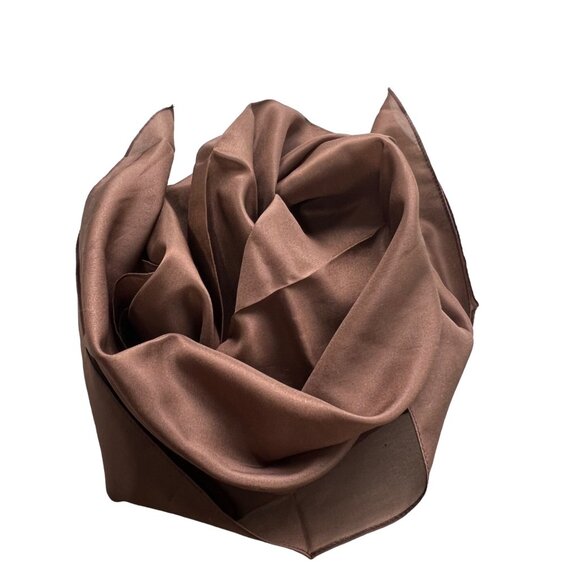 Vintage Square Scarf Size One Neck Wrap Bandana Lightweight Brown Polyester - Picture 1 of 3